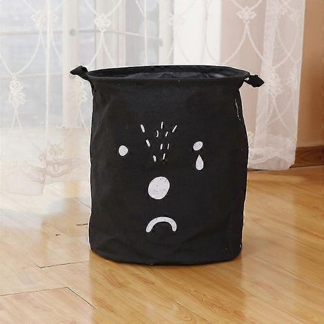 Faltbarer Wäschekorb mit großem Fassungsvermögen, ideal zur Aufbewahrung von Schmutzwäsche, Kleidung, Kinderspielzeug und anderen Kleinigkeiten – 22 x 20 cm – Schwarz