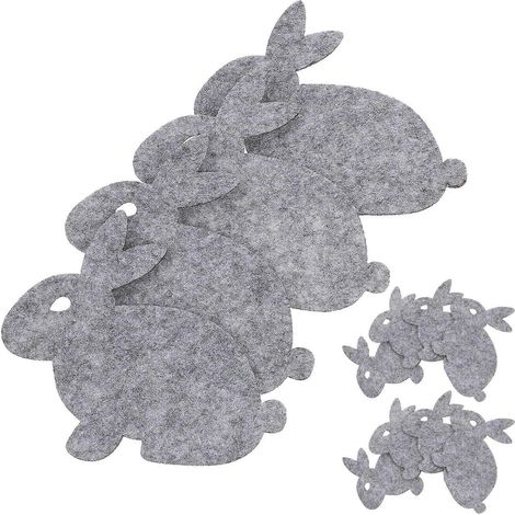 Dessous de verre de Pâques, set de table en tissu gris à motif lapin, lot de 12. (1/5)