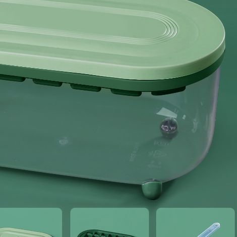 Set mit 32 avocado-grünen Silikon-Eiswürfelformen in Herzform, mit Deckel und Aufbewahrungsbox, großzügiges Fassungsvermögen, beinhaltet 10 Herzformen und eine Eisschaufel. (1/3)