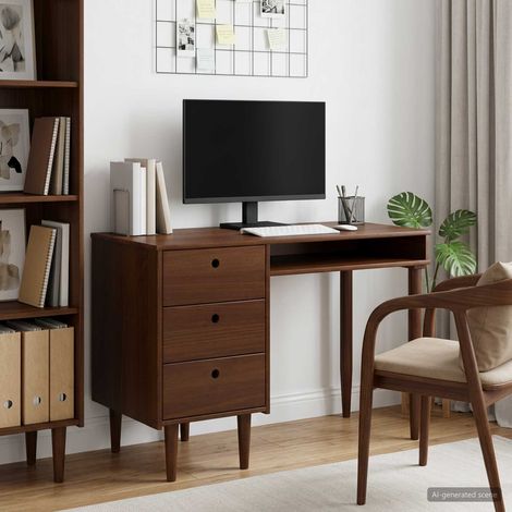 vidaXL Desk BILBAO Dark Caramel 114 x 53 x 75 cm (1/5)