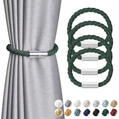 Set of 4 mini magnetic curtain clips, modern and simple style (green)