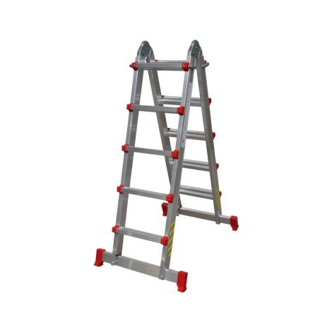 Escalera de aluminio multiposición 150 kg EN 131     Cerrada 123cm - Medida Tijera 188cm - Extensión 383cm (1/3)