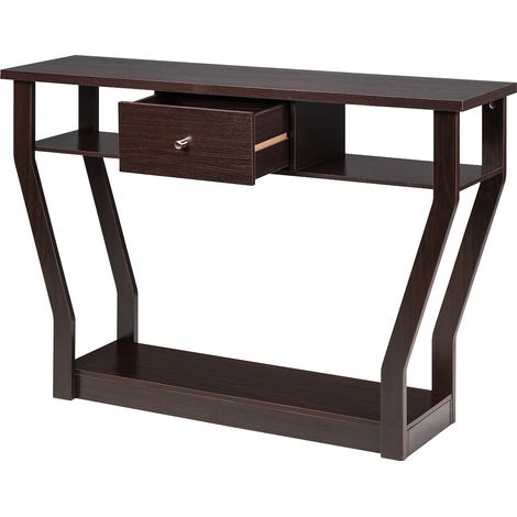 Consolle di design con cassetto e contenitore 120 x 30 x 81 cm finitura moderna in MDF marrone 200013835
