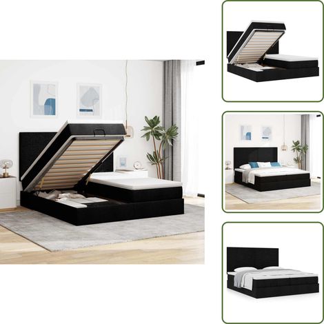 vidaXL Ottoman-Bett mit Matratzen Schwarz 160x200 cm Stoff (1/5)