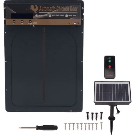 Eosnow Porte poulailler automatique solaire 3 en 1 - Minuterie, capteur lumière et télécommande (gris) (1/5)