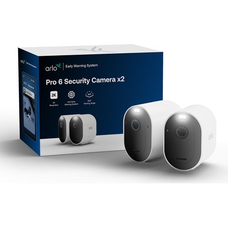 ARLO Pro 6 2K+ Kit de c谩maras de seguridad exteriores 2 unidades con spotlight y sirena