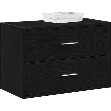 Schrank mit 2 Schubladen Schwarz Eichen-Optik 60x31x40 cm