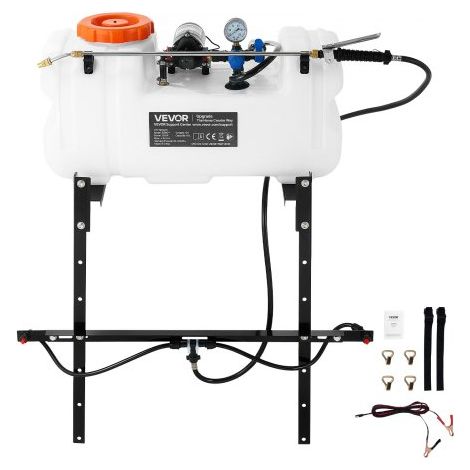 Pulvérisateur pour Quad VTT 60 L avec Pompe 12 V Pulvérisateur Blanc pour Jardin,Exploitation Agricole,Débit 7,2 L/min,0-0,5 MPa,avec Buse en Laiton,Rampe,Réservoir d'Eau,Tuyau 6,1 m (1/2)