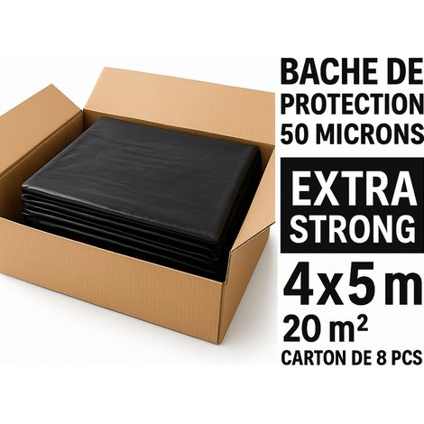 Bâches protection sol et mobilier EXTRA STRONG 4x5m soit 20 m² (carton de 8 pcs)