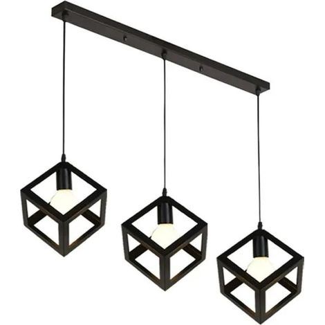 Lustre Suspension Plafonnier Lampe en Forme Carre de Industrielle Style Moderne Decoration Couloir Salon (1/4)