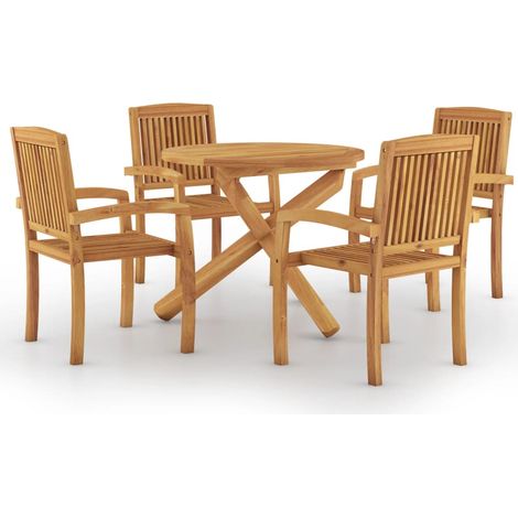 vidaXL Set da Pranzo per Giardino 5 pz in Legno Massello di Teak (1/5)
