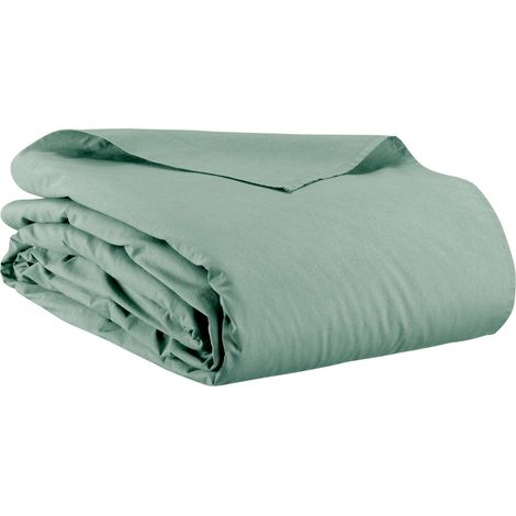 VIVARAISE - Drap plat Vivaraise Calita en coton 100% - Sauge - 240 x 300 cm (1/2)