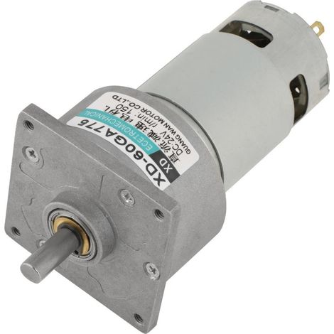 Mini moteur à engrenages CC en métal 12 V/24 V 35 W, vitesse réglable, couple élevé, sens horaire/antihoraire (24 V, 150 tr/min) (1/5)