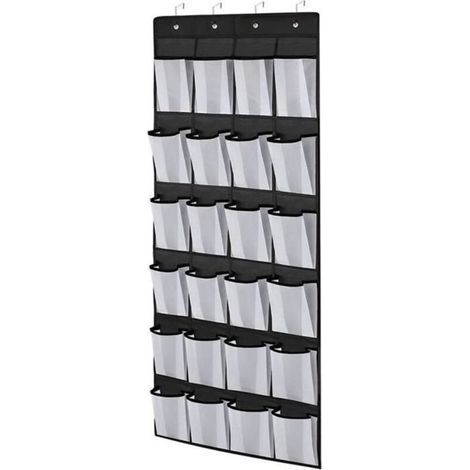 pair Range Chaussures Porte Suspendu en Tissu Avec 24 Poches 150 x 50 cm Organisateur de Chaussures Pour Placard de Salle de Bain Chambre (1/4)