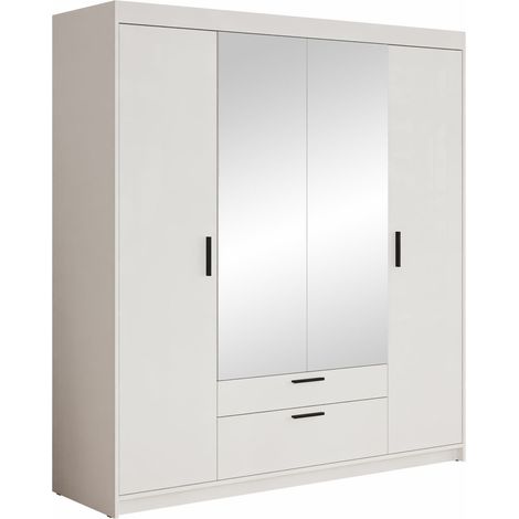 Armoire Novduni 108, Blanc, 191x176x53cm, Portes d'armoire: Avec des charnières, Nombre d'étagères: 5