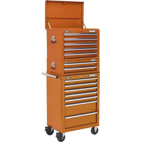 Sealey Topchest, Mid-Box & Rollcab Combination 14 Drawer with Ball-Bearing Slides - Orange APSTACKTO (1/5)