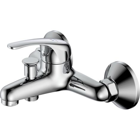 Avapax Robinet de baignoire mural - Chrome - Mitigeur monocommande - Laiton - Collection Taro (1/2)
