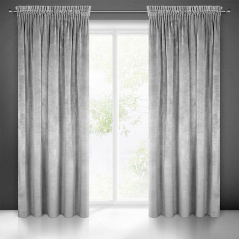 Eurofirany Villa - Tenda in velluto, con morbido nastro arricciato, spessore 290 g/m2, elegante, liscia, moderna, classica, per soggiorno, camera da letto, lounge, grigio acciaio, 140 x 270 cm (1/5)