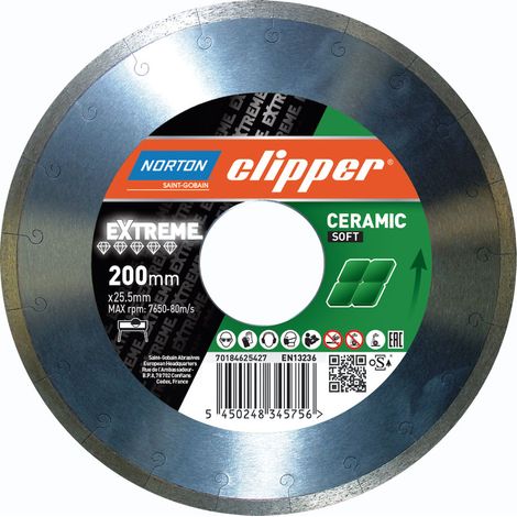 Norton Clipper Disque diamanté Extreme Ceramic Soft Ø 200 x 25,4 70184603234