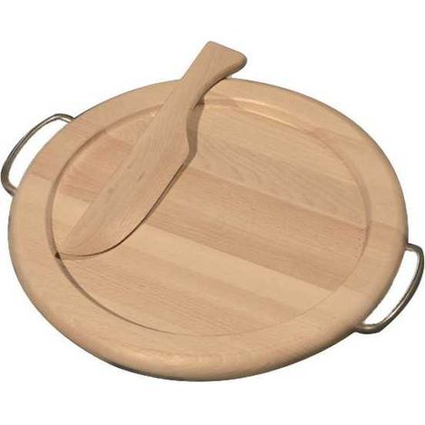 Planche à découper ronde en bois avec couteau Checco Incav cm 35