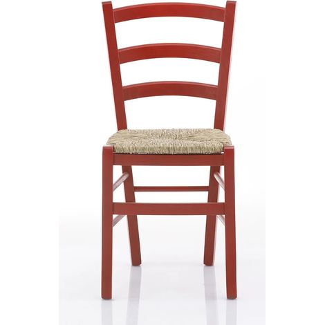 Sedia Venezia con seduta in paglia - Anilina rossa 41x45x88 seduta 46 (1/3)