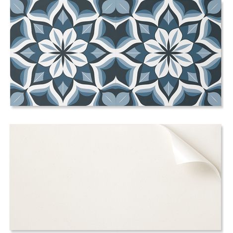 Azulejos de vinilo autoadhesivos - Decoraci贸n con estampado floral sim茅trico 10x40x20 cm