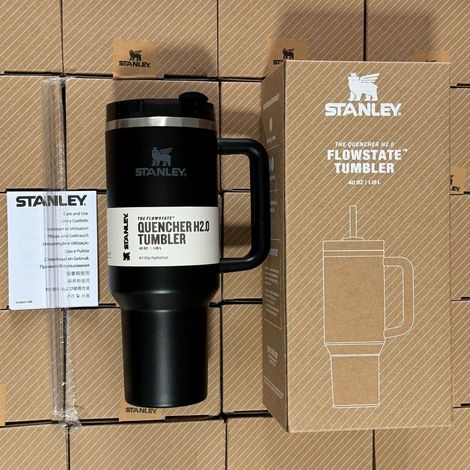 Gobelet Thermos 1,18L noir Isolation Longue Durée Tumbler à Poignée Anti-Déversement Idéal Voiture Sport Été (1/2)