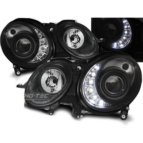Paire de feux phares Mercedes classe E W211 02-06 Daylight led noir-27361503