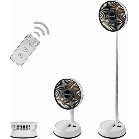 Ventilateur sur Pied Pliable - Oscillant Silencieux 8" - Portable Ventilateur- 5400mAh - 4 Vitesses avec Télécommande - Pour Camping/Chambre