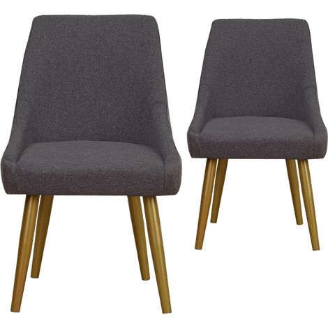 Lot de 2 Fauteuils Fokora Tissu Gris Foncé (1/4)