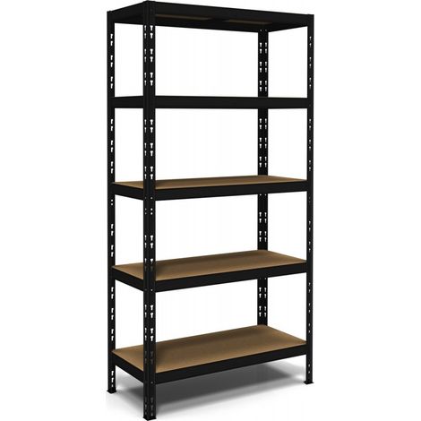 Scaffalatura in Metallo Nero Scaffale ad Incastro con 5 Ripiani 180 cm