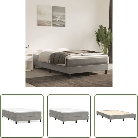 vidaXL Matelas - Cadre de lit à lattes gris clair 120x200 cm velours (1/5)