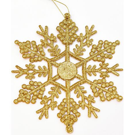 12 Stück 10 cm große Glitzerpuder-Schneeflocken-Weihnachtsbaumschmuck, geeignet für Partys, Hochzeiten, DIY-Heimdekoration (1/5)