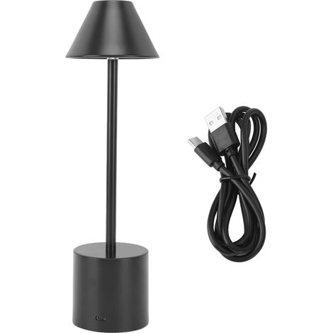 Ortviai Lampe de bureau LED sans fil rechargeable 3 modes de couleur, dimmable, batterie 2000 mAh, USB-C, métal noir (1/5)