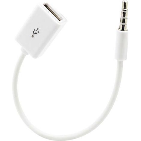 Adaptateur MP3 avec prise jack audio AUX mâle 3,5 mm pour voiture vers USB 2.0 femelle (1/5)