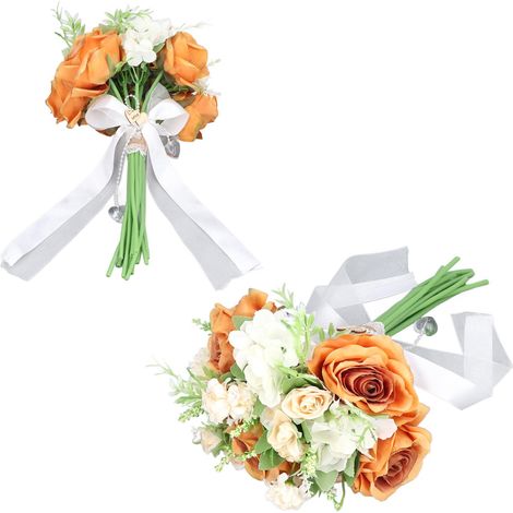 Bouquet de mariée artificiel léger en plastique orange rétro pour décoration de cour élégante DIY
