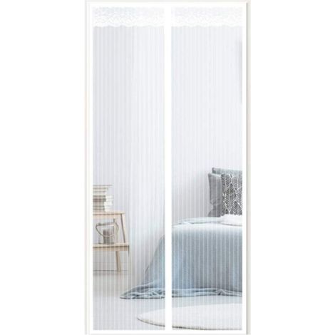 Moustiquaire montage adhésif facile rideau anti-mouches moustiquaire fermeture velcro (90 × 210 cm) - Blanc (1/4)