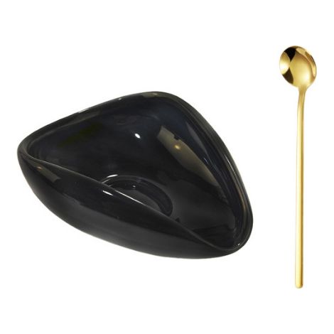 Plat à haricots noirs + cuillère à mélanger doréePlateau doseur pour grains de café, balance, coupelle à grains, tasse doseuse en céramique pour café moulu, coupelle pour grains verts, plateau de prés (1/5)