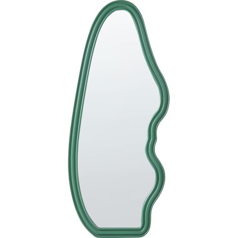 Espejo de pared moderno colgante decorativo 160 x 67 cm marco de madera forma irregular verde Rocles