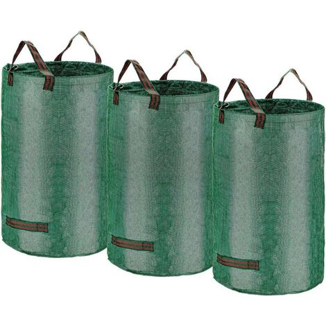 x 500 l grands sacs de jardin, XXXL sacs à déchets de jardin robustes avec double poignée, sac à déchets autoportant et pliable, sac de jardin réutilisable, sac sec (PP) pour légumes (1/4)