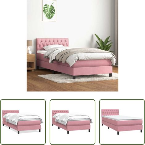 Matratze - Boxspringbett mit Matratze Rosa 80x220 cm Samt (1/5)
