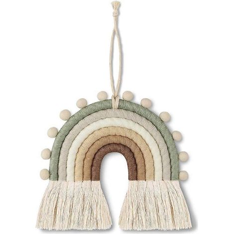 Suspension murale arc-en-ciel tissée - Pendentif tissé à la main de style nordique