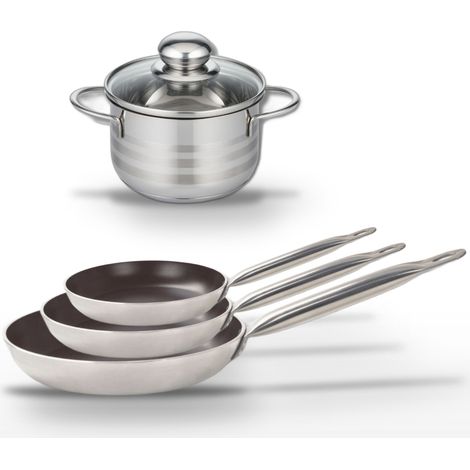 Lot de 3 Poêles 24/28/32 cm et Faitout 14 cm Elo Bistro Line (1/5)