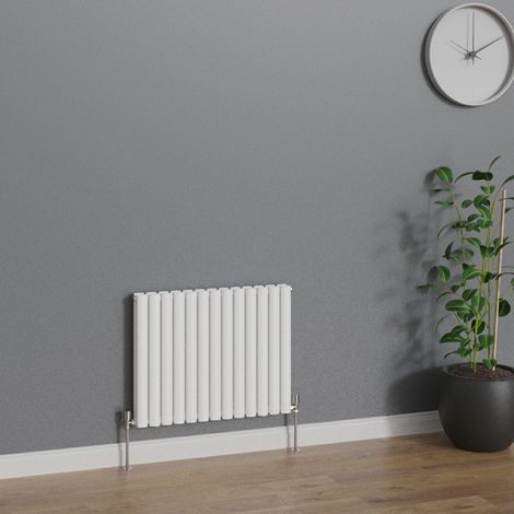 WarmeHaus Horizontal Oval Double Panel White Radiator 600x767mm