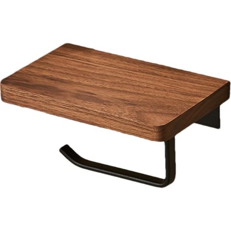 Porte-papier toilette, bois/noyer, pour WC et salle de bain (1/5)
