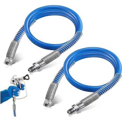 Tuyau D'Extension de PulvéRisation de Peinture Sans Air de 4 Pieds, Tuyau de PulvéRisation de Peinture Sous Pression 3/16 Pouces, Tube Peinture Murale éTendu 3000PSI2 PièCes (1/5)