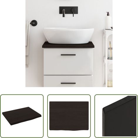 Bois de chêne - Comptoir de salle de bain marron foncé 40x30x2 cm bois traité (1/5)