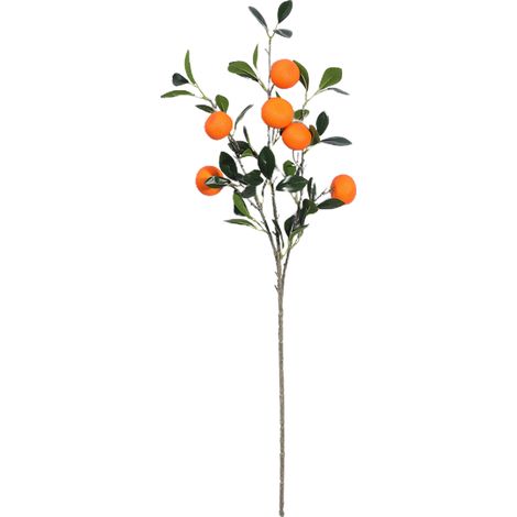 Branche d'orange artificielle, longueur totale 83cm, 6 tiges de faux fruits pour décoration intérieure, couleur claire (1/5)