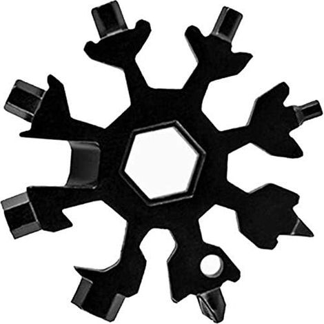 Carte multifonction 18 en 1 en acier inoxydable en forme de flocon de neige pour le camping, avec tournevis et bouteille. (1/5)
