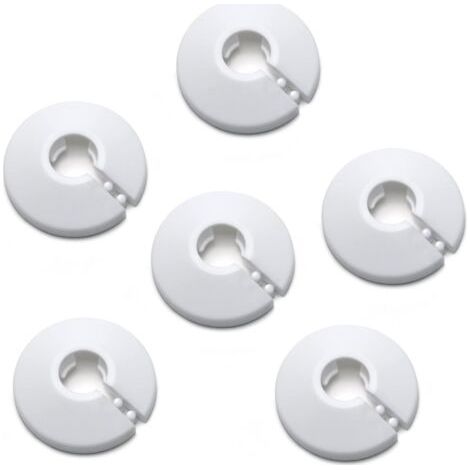 Set di 6 coprigiunti, in plastica PP, diametro interno 13 mm, diametro esterno 45 mm, per tubi a parete, finitura opaca, colore bianco
